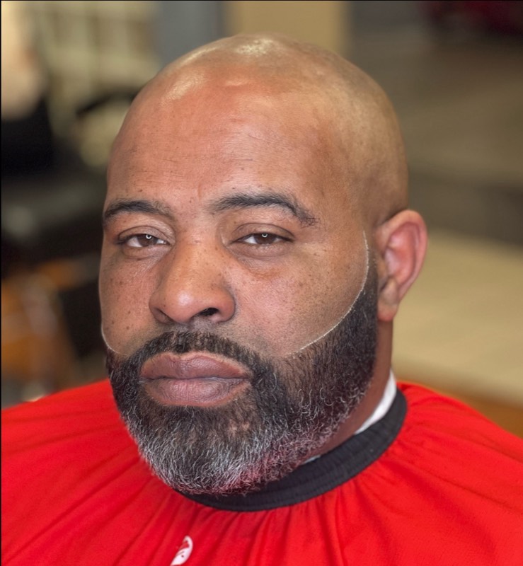 Bald fade with beard lineup
