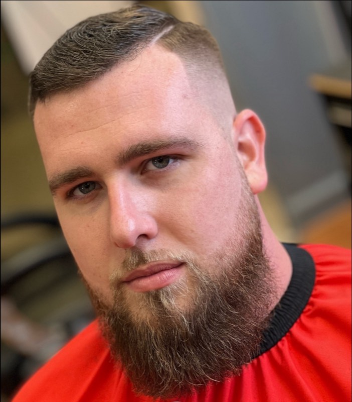 High fade with beard